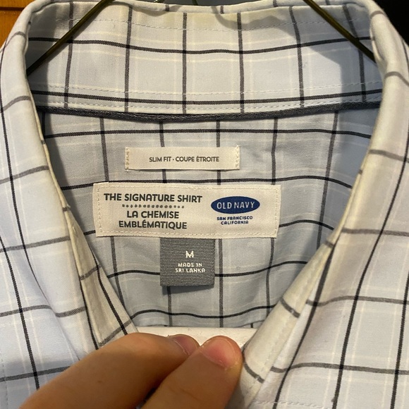 Old navy medium button down. Light blue with navy stripes. - Picture 2 of 2
